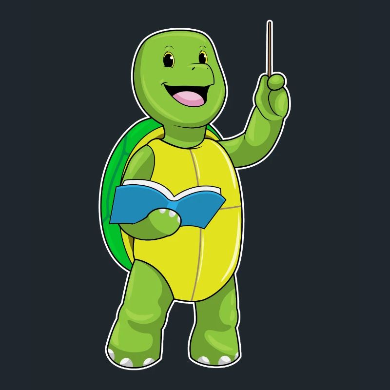 Turtle as a teacher with book & pointer