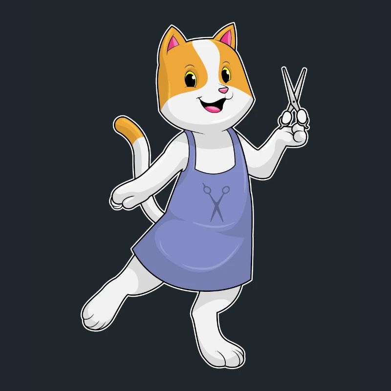 Chat comme coiffeur avec ciseaux