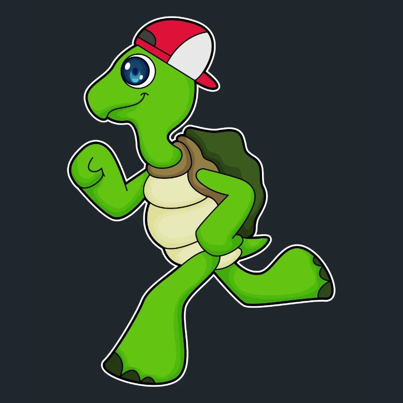 Turtle as a jogger with cap