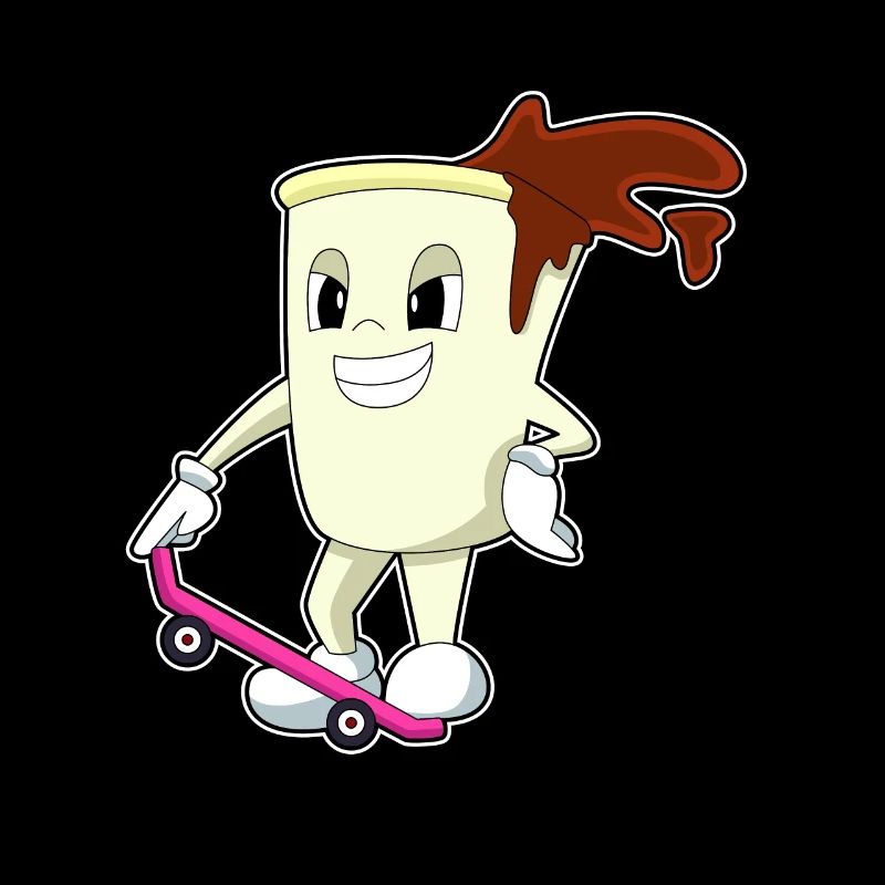 Kaffee als Skater mit Skateboard