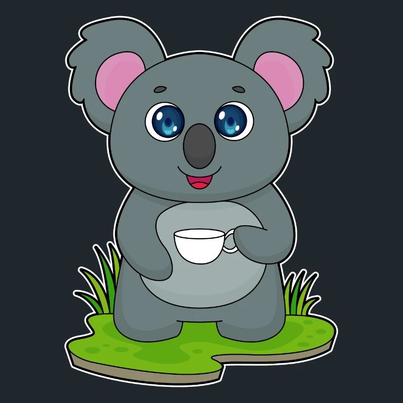 Koala with coffee cup