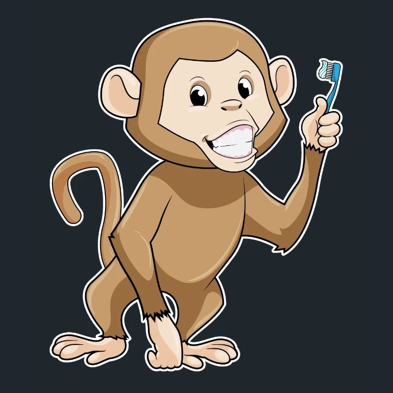 Singe avec brosse à dents
