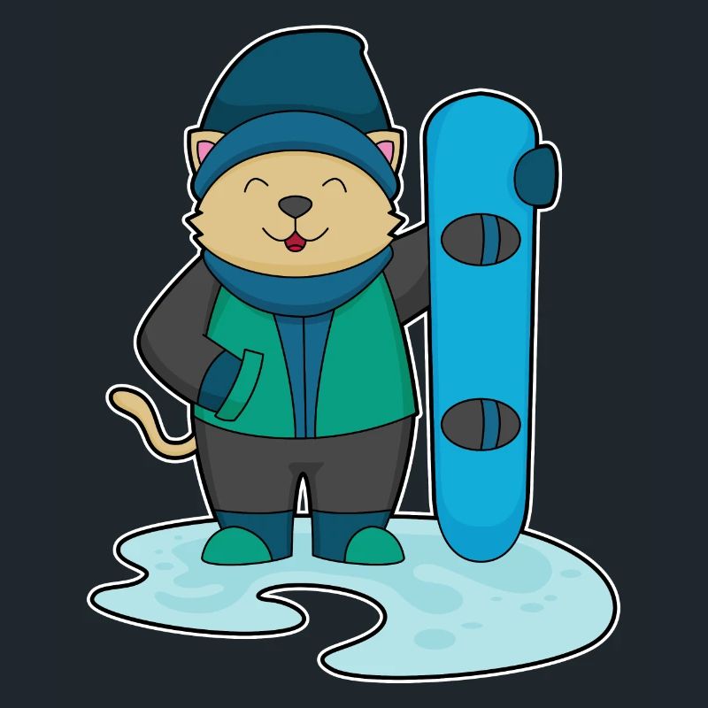 Chat comme snowboarder avec snowboard