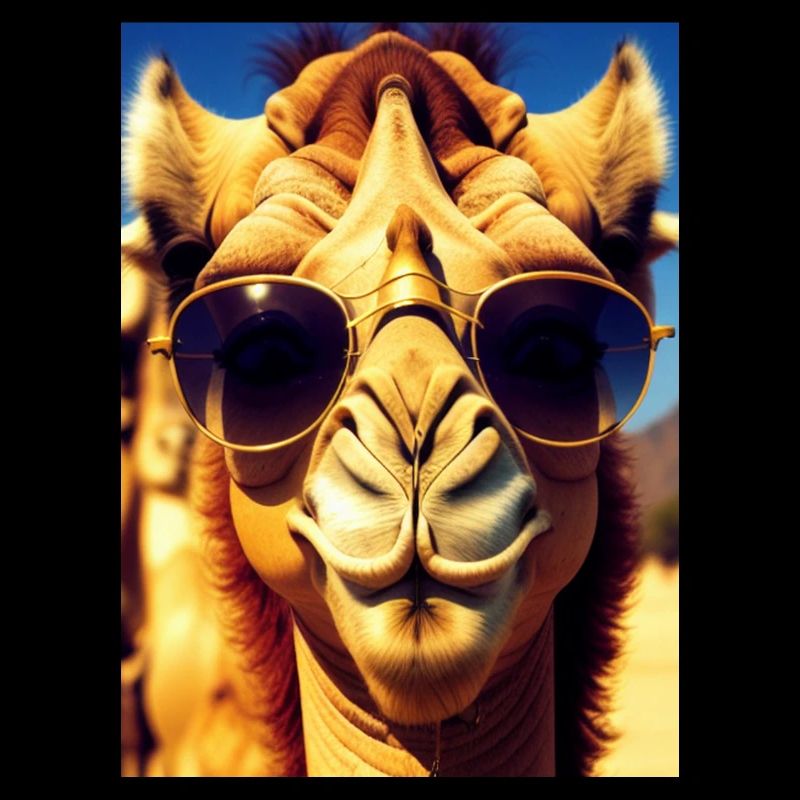 Coole Kamelurlaub Selfie Wüste Sonnenbrille Comic