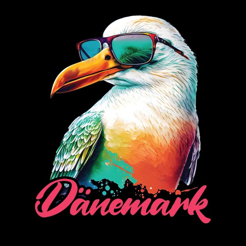 Dänemark Urlaub coole bunte Möwe mit Sonnenbrille