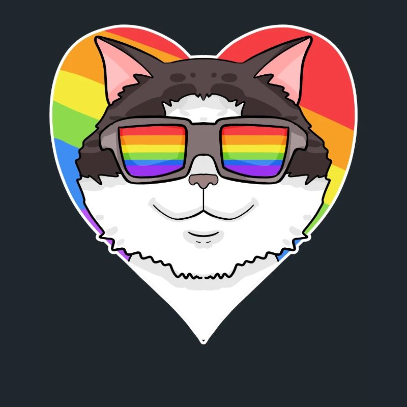 Regenbogen - Katze Ragdoll mit Brille und Herz