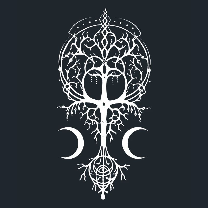 Pagan Symbol Magic Tree Wicca Occult Moon