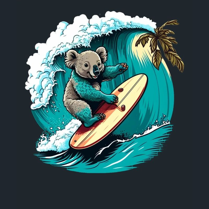 Koala s’amuse à surfer