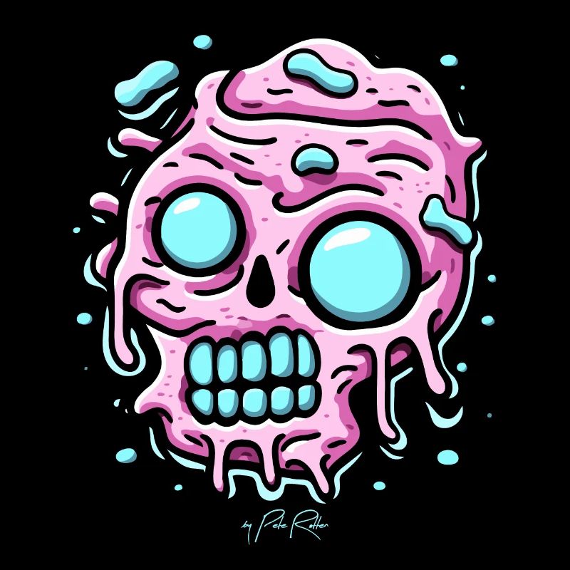 Pink Turquoise Melting Marshmallow Skull