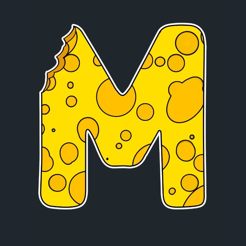 Buchstabe M - Anfangsbuchstabe M - Käse Motiv