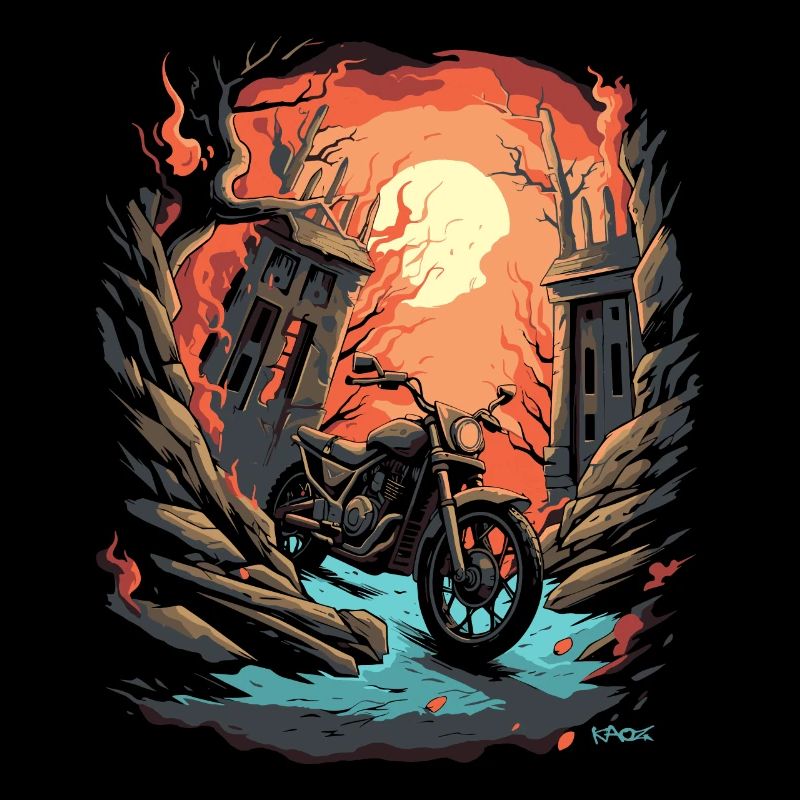 Mitternachts-Biker-Motorrad