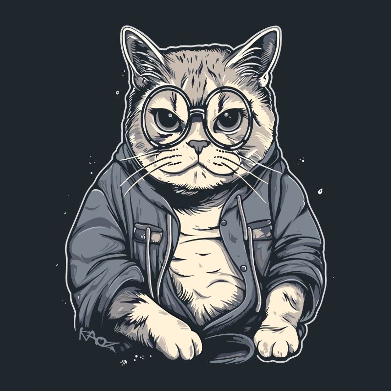 Ältere, intelligente Oma oder Opa Katze mit Brille