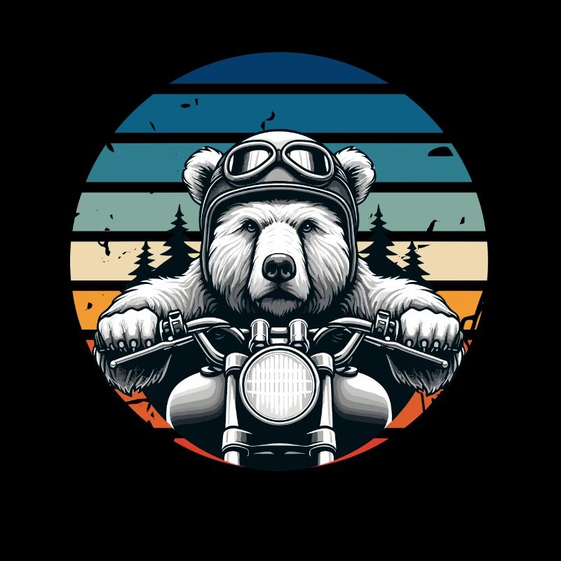 Motorcycle Grizzly Bear Retro Biker Motorcyclist