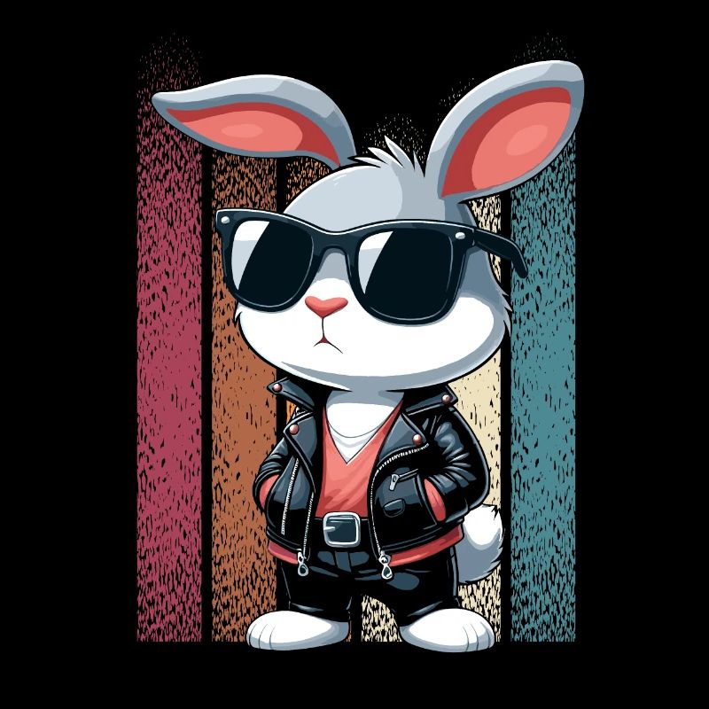 Hase Osterhase Ostern Sonnenbrille Lederjacke cool