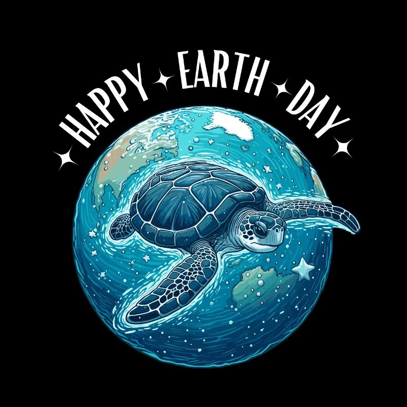 Joyeux Jour de la Terre tortue d'eau monde globe océan