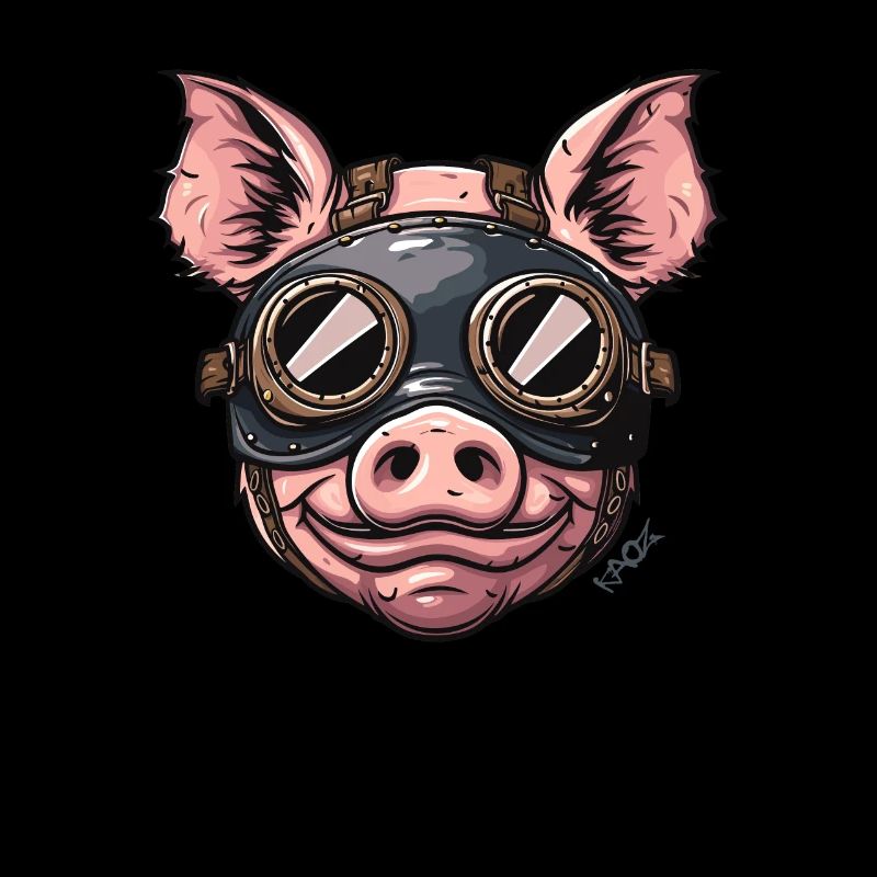 Drôle de cochon souriant avec masque en cuir