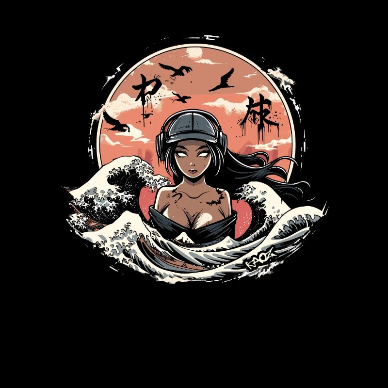Fille dans les vagues