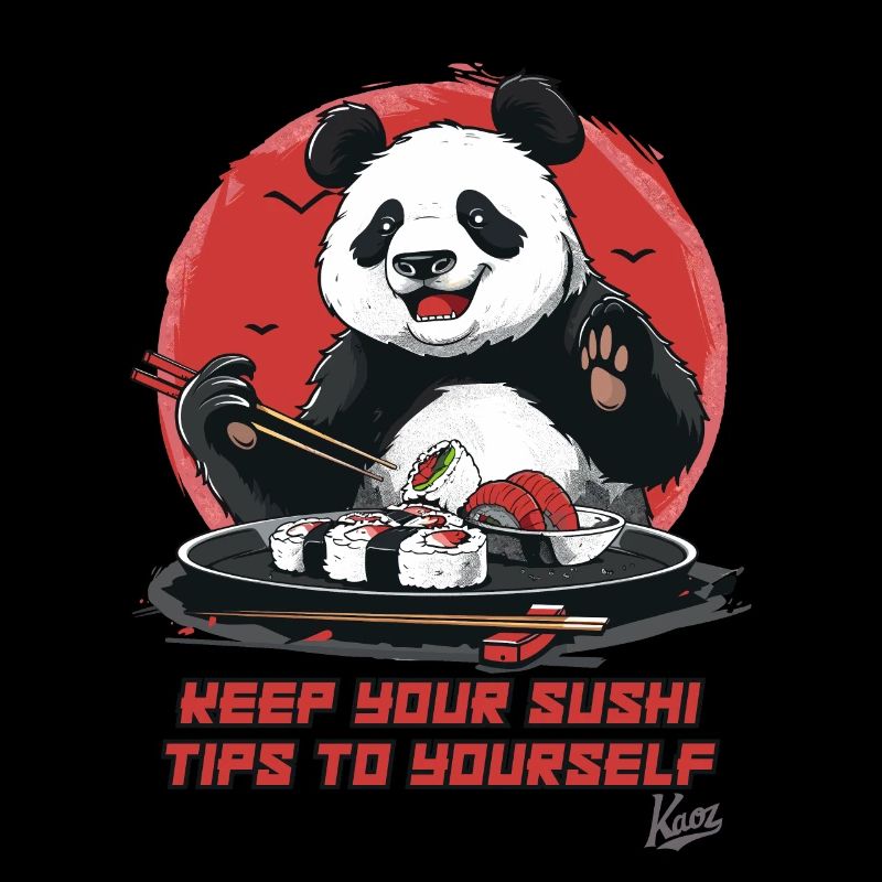 Un panda donne des conseils sur les sushis
