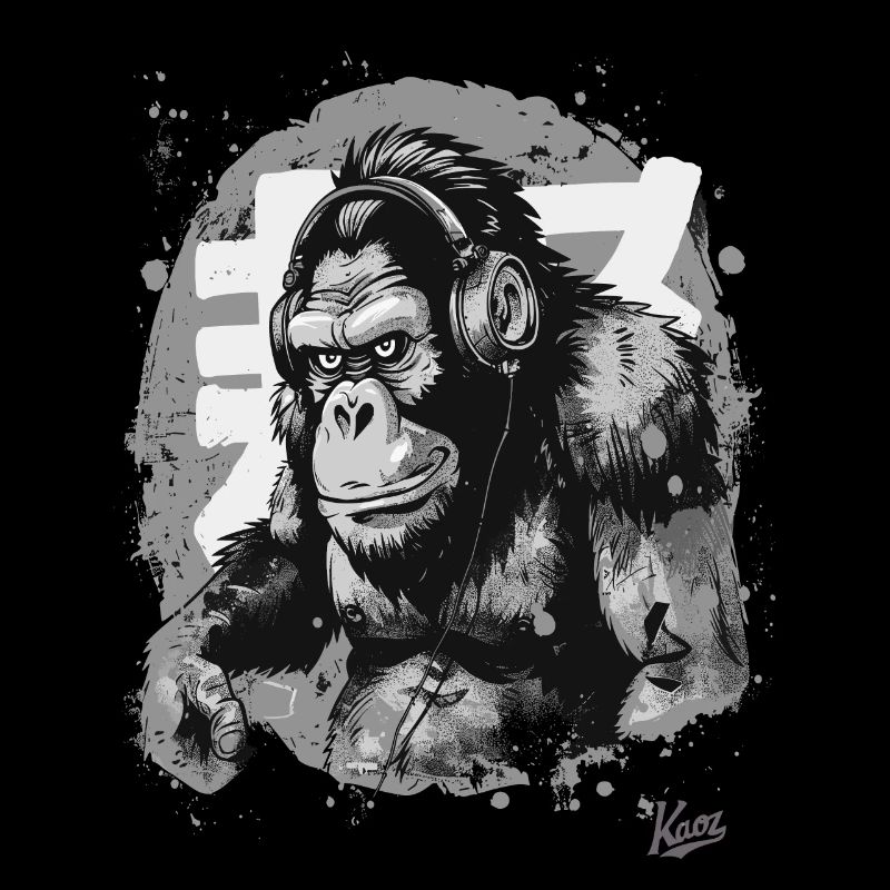 Funky Musik Kopfhörer Schimpansen-Affe