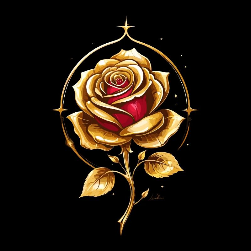 Belle rose dorée et rouge