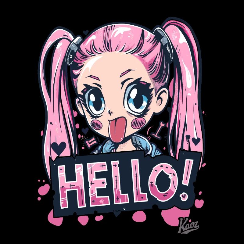 Cartoon eines frechen, frischen Mädchen mit Zöpfen