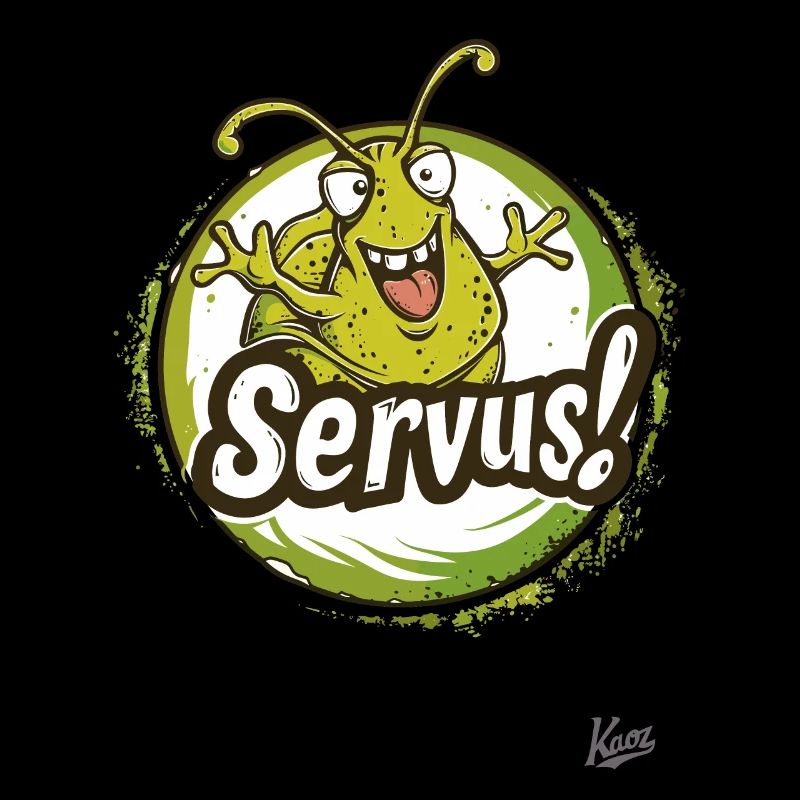 Escargot avec des bras agités : Servus !
