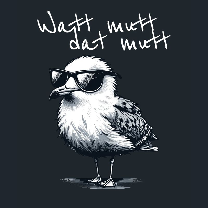 Watt mutt dat mutt Coole Möwe Nordsee Spruch