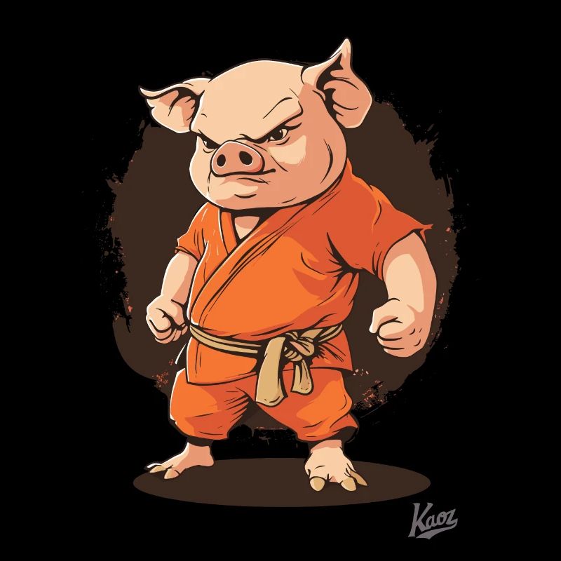 Orange Kung Fu Monk Pig