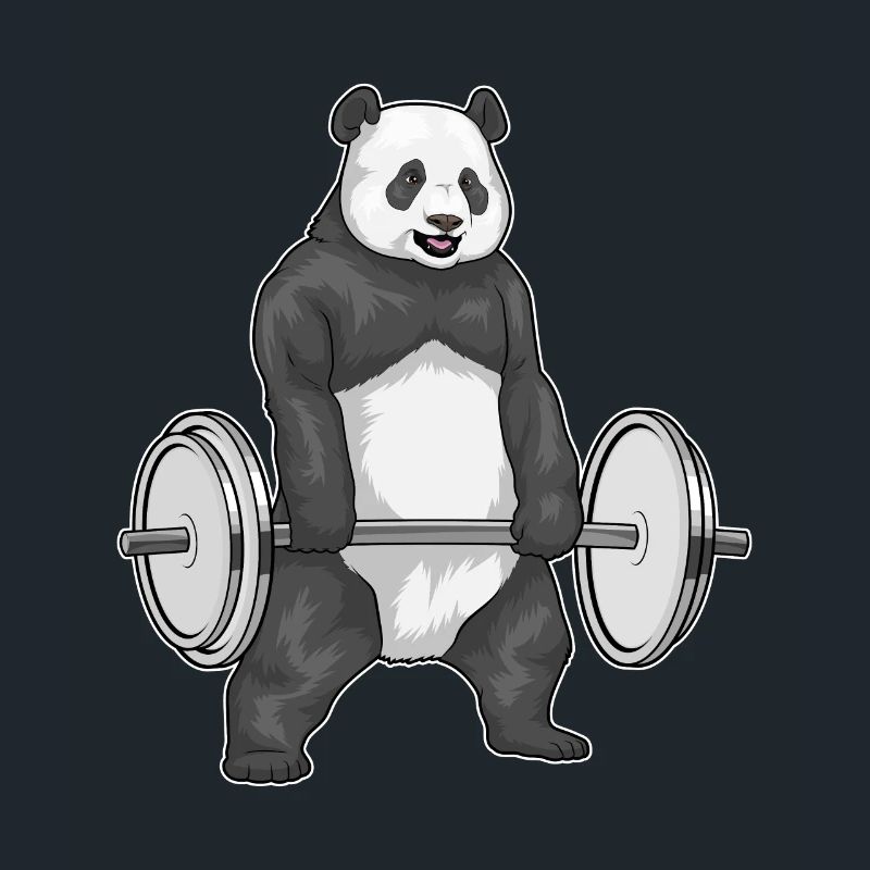 Panda Bodybuilder Musculation avec haltères