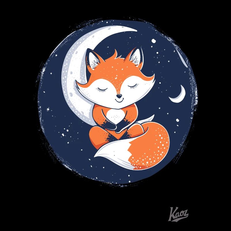 Cute little fox sleeping on the moon