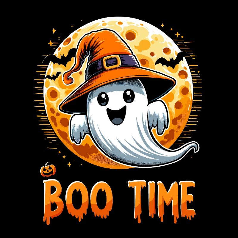 Halloween Ghost Ghost Boo Time Witch Hat Funny