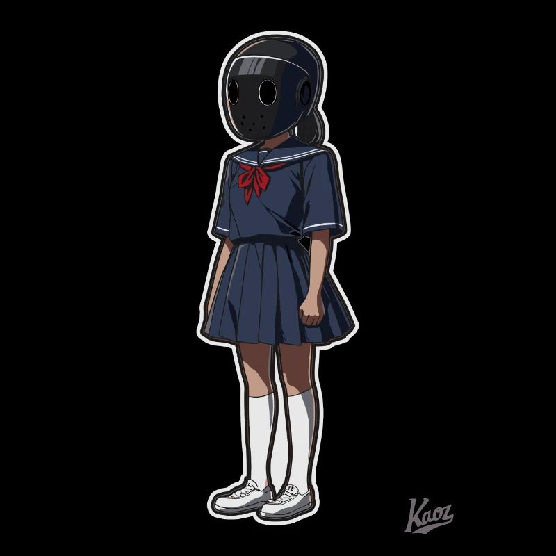 Écolière avec casque