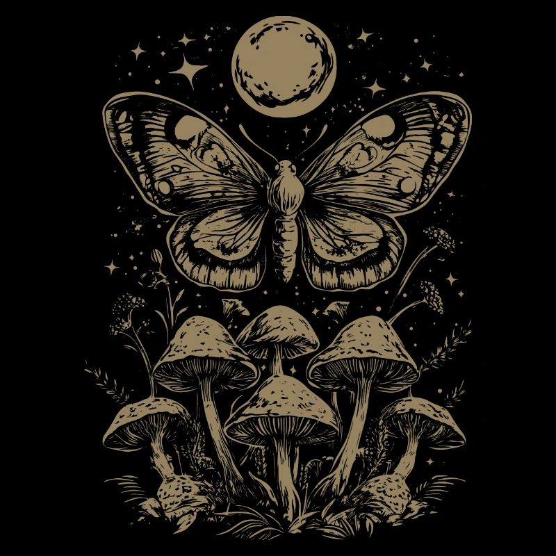 Moth Fairycore Goth Grunge Mushrooms