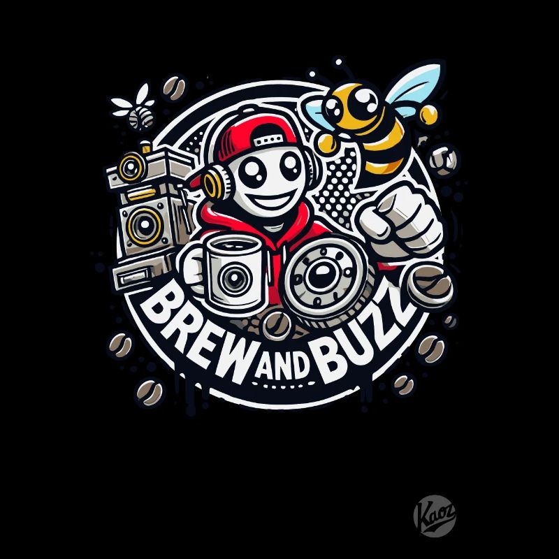 Coffee and music lover design with bee