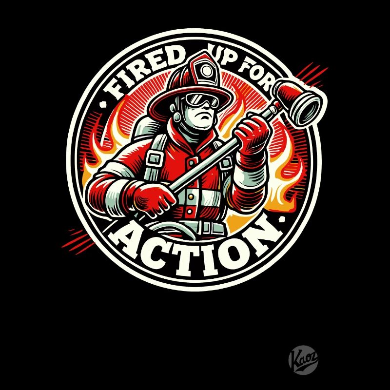 Ready for action, the firefighter