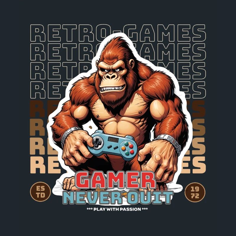 Retro Gamer Never Quit Monkey with Controller