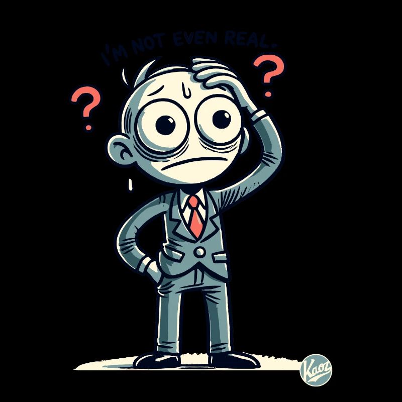 Cartoon-Mann: Ich bin nicht mal echt