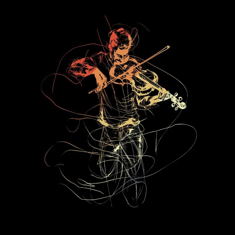 Vintage Violin Player Drawing