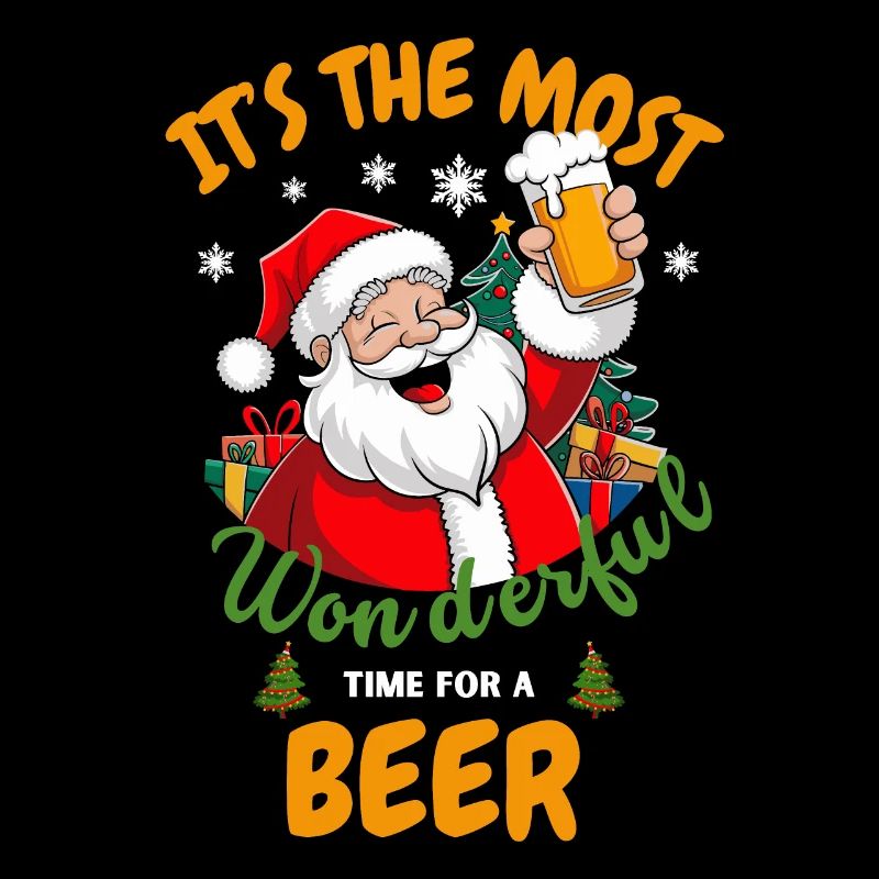 Lustiger Weihnachtsmann trinkt Bier Weihnachtsfest
