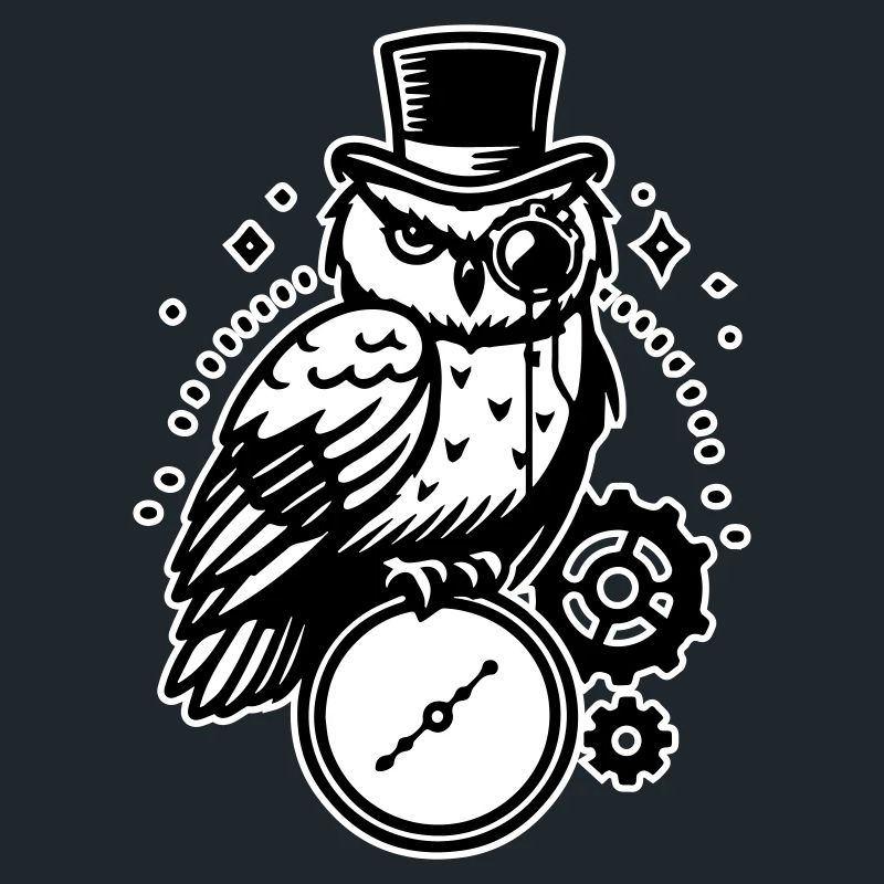 Conception de hibou et d’horloge steampunk