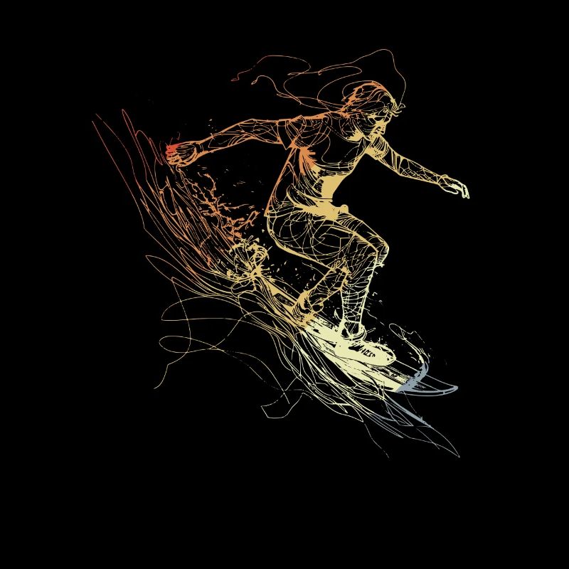 Surfing Lover Line Drawing