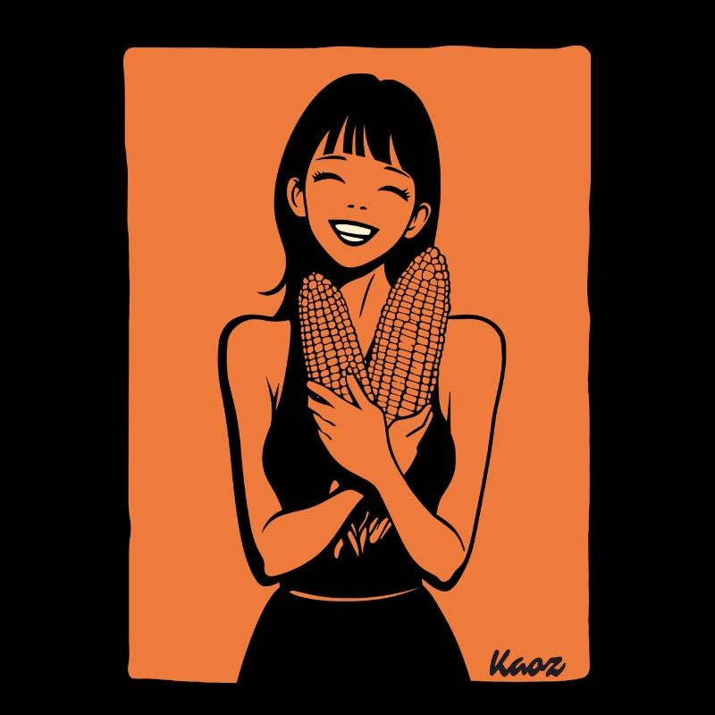 Fille heureuse avec du maïs en épi