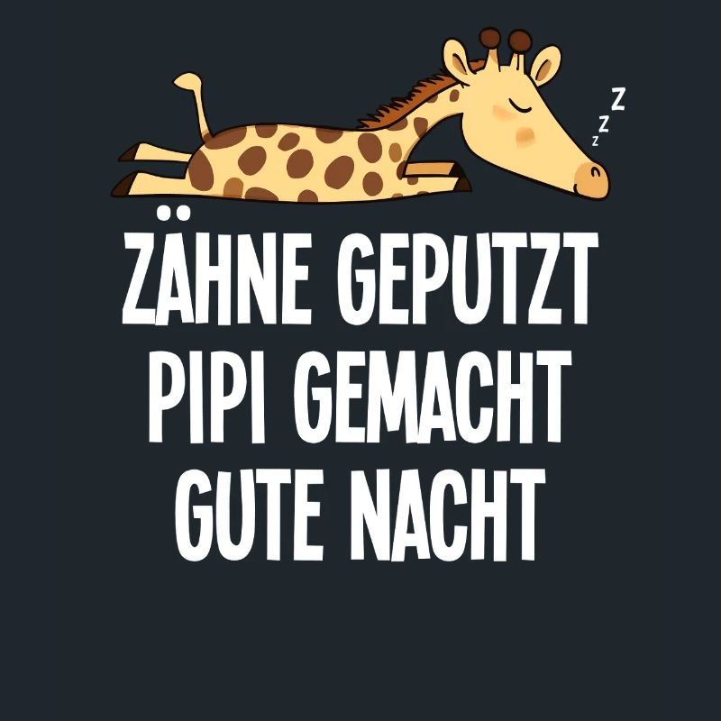 Sleeping Motif Funny Giraffe Teeth Brushed Saying