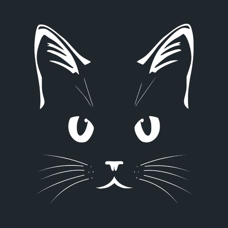 Visage de chat blanc – Conception d’art au trait