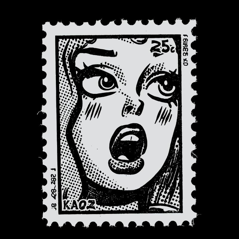 Femme de bande dessinée en état de choc – Timbre-poste Pop Art