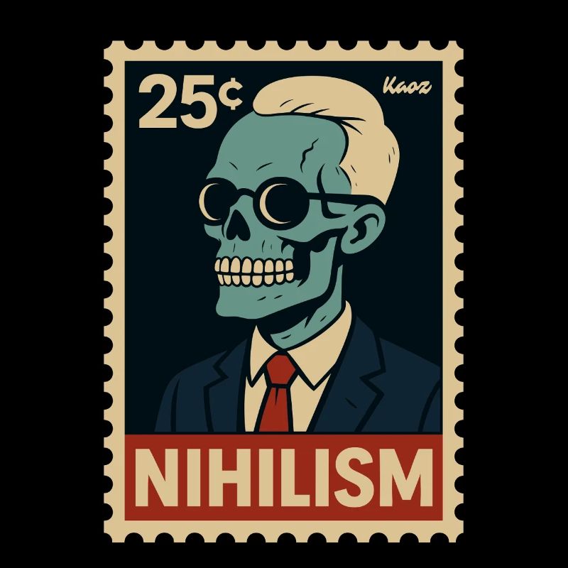 Timbre-poste Nihilism – Squelette en costume
