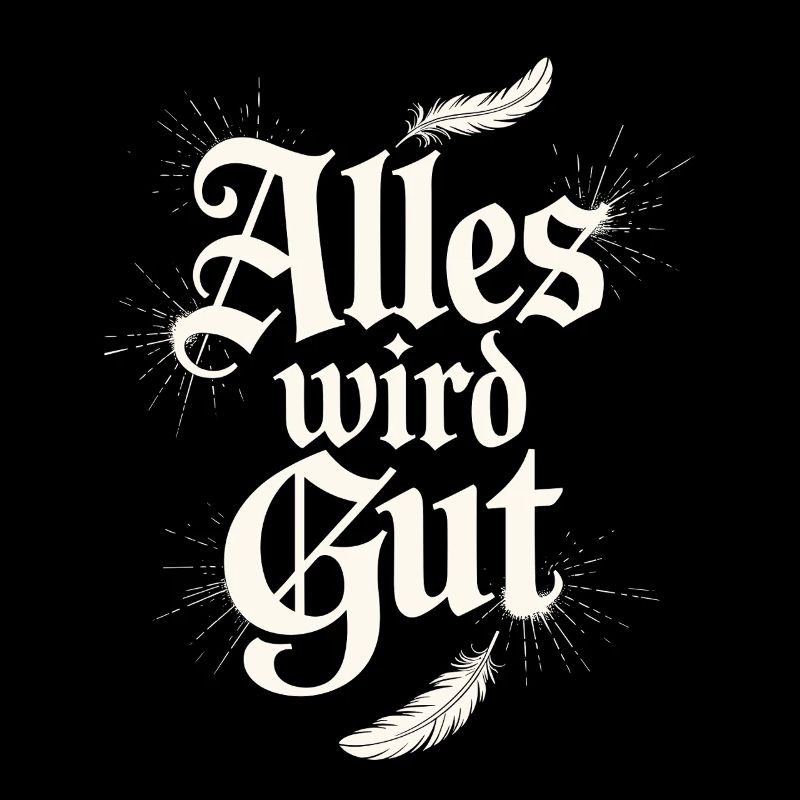Alles wird gut Spruch mit Federn und Glanz