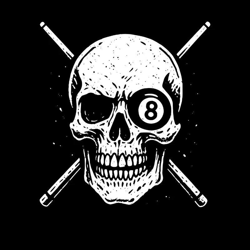 Eight Ball, Skull, Billiard Player Gift