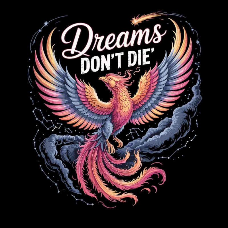 Glowing phoenix with motif and hope