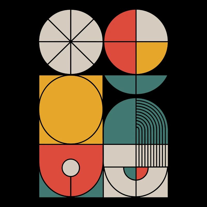 Bauhaus Geometric Shapes Composition